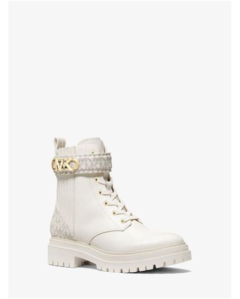 michael kors combat boots white|michael kors adjustable buckle boots.